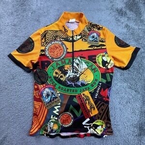 Sugoi Men S Coffee Art Cycling Jersey 1/2 Zip Colorful Vintage Athletic Bike